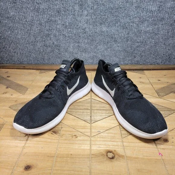 Nike Free RN Flyknit Running Sneakers Shoes Mens 11.5 Black White 880843 001 - Picture 5 of 12
